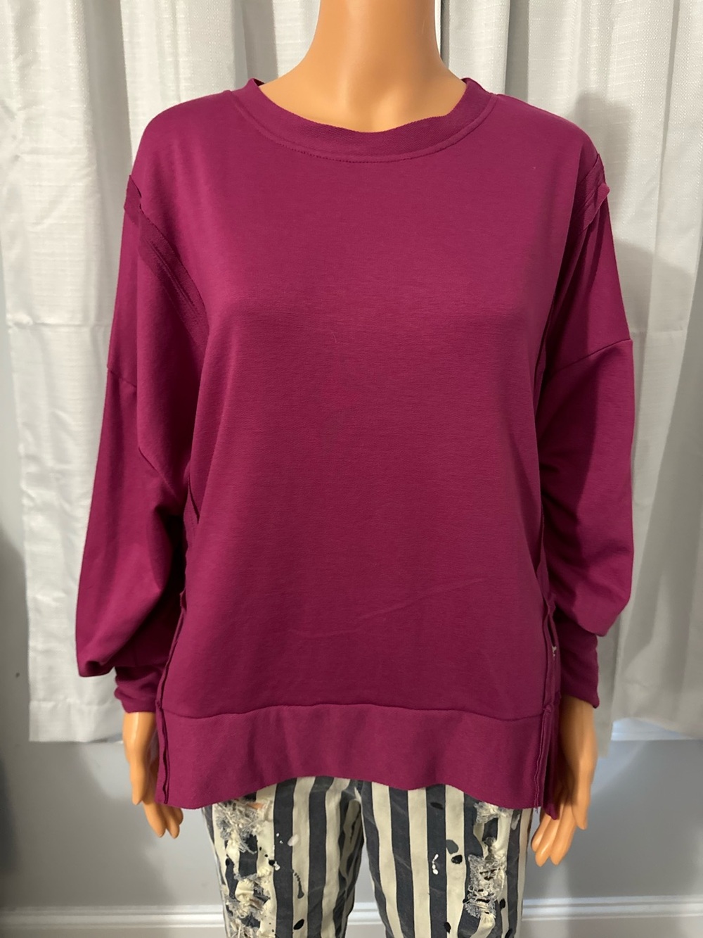 Pretty Ces Femmes size S oversized raspberry pink pullover sweat shirt new